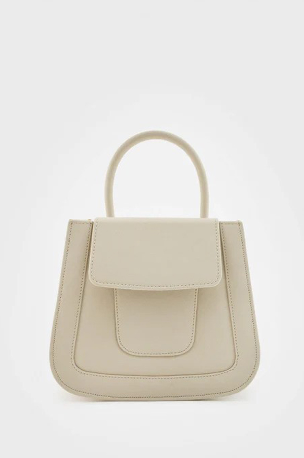 FAUX LEATHER TOP HANDLE BAG OFF WHITE - SAPPHIRE