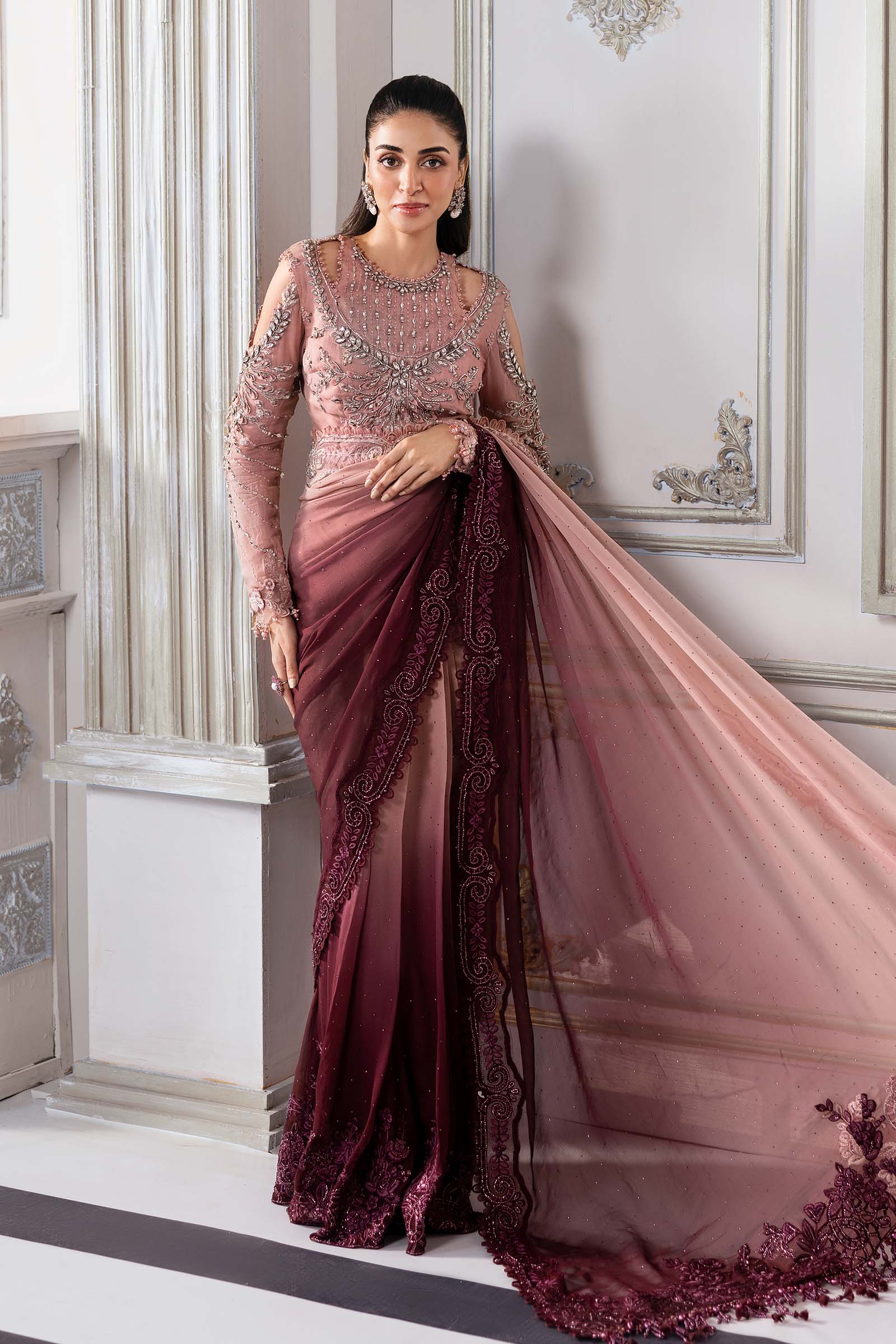 Embroidered Chiffon Saree BD-3001 | MARIA B