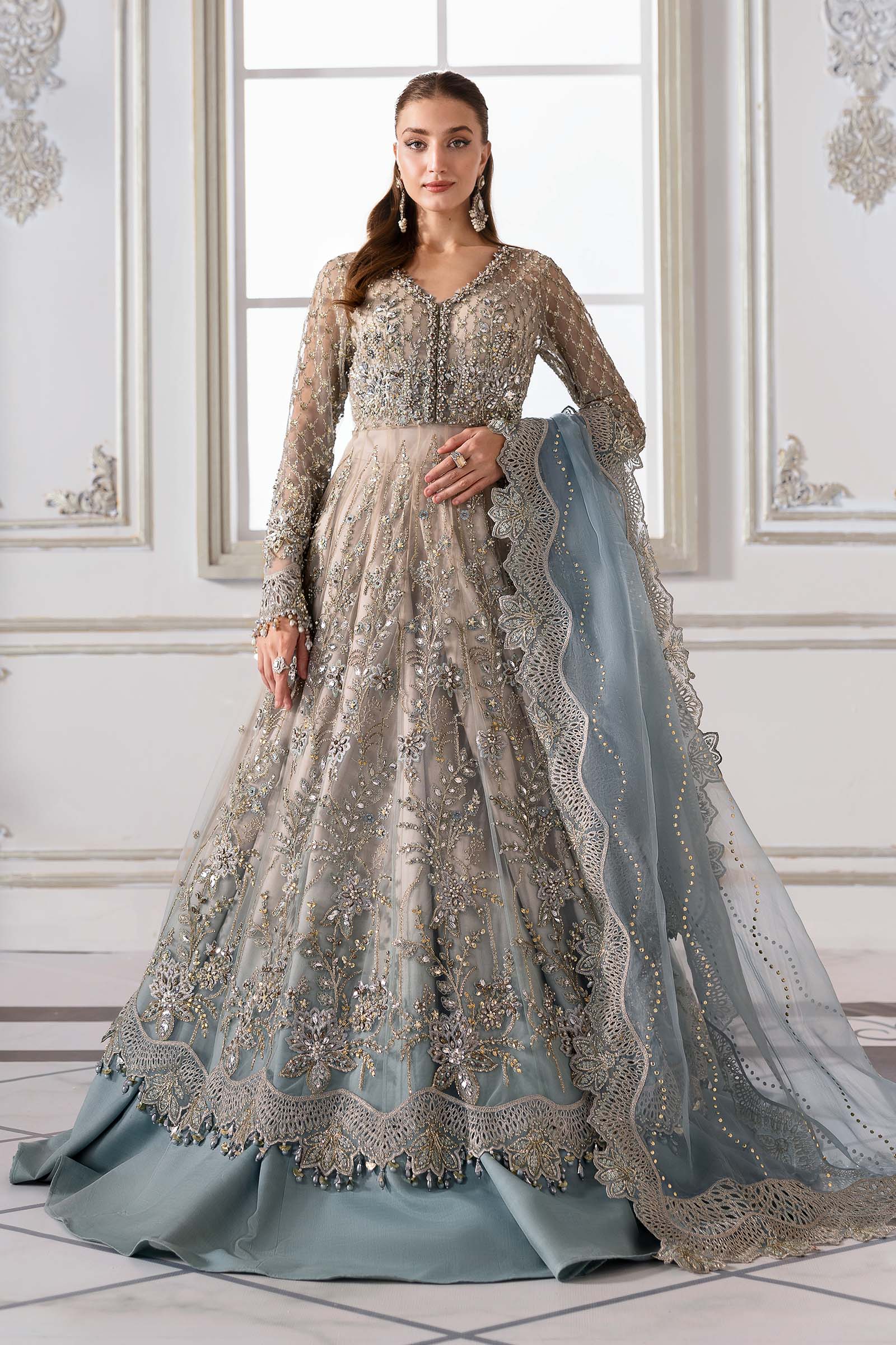 Embroidered Net Suit BD-3002 | MARIA B
