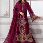 3 Piece Embroidered Chiffon Suit | BD-3003 | MARIA B