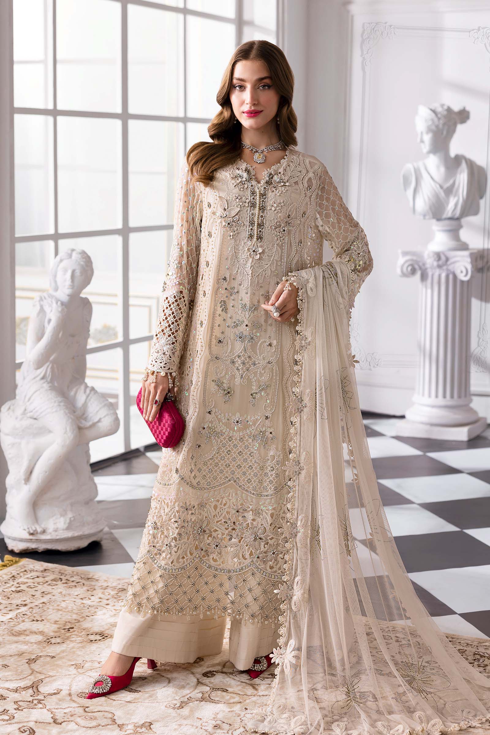 Embroidered Chiffon Suit | BD-3007 | MARIA B