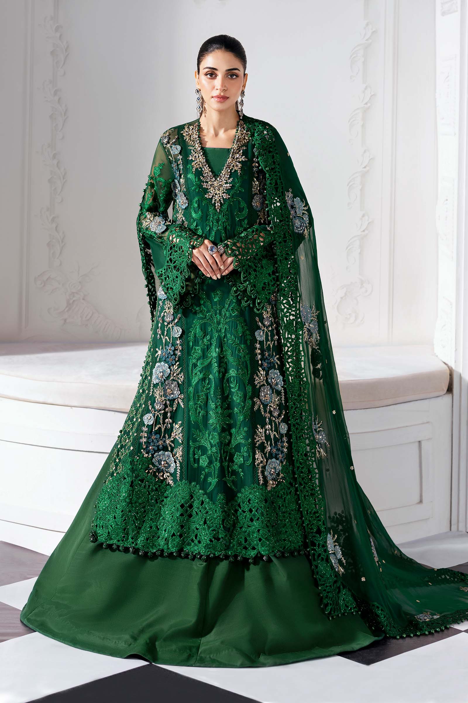 Embroidered Chiffon Suit | BD-3008 | MARIA B