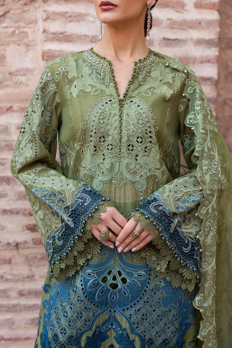 Embroidered Paper Cotton Suit | D-2501-A | MARIA B