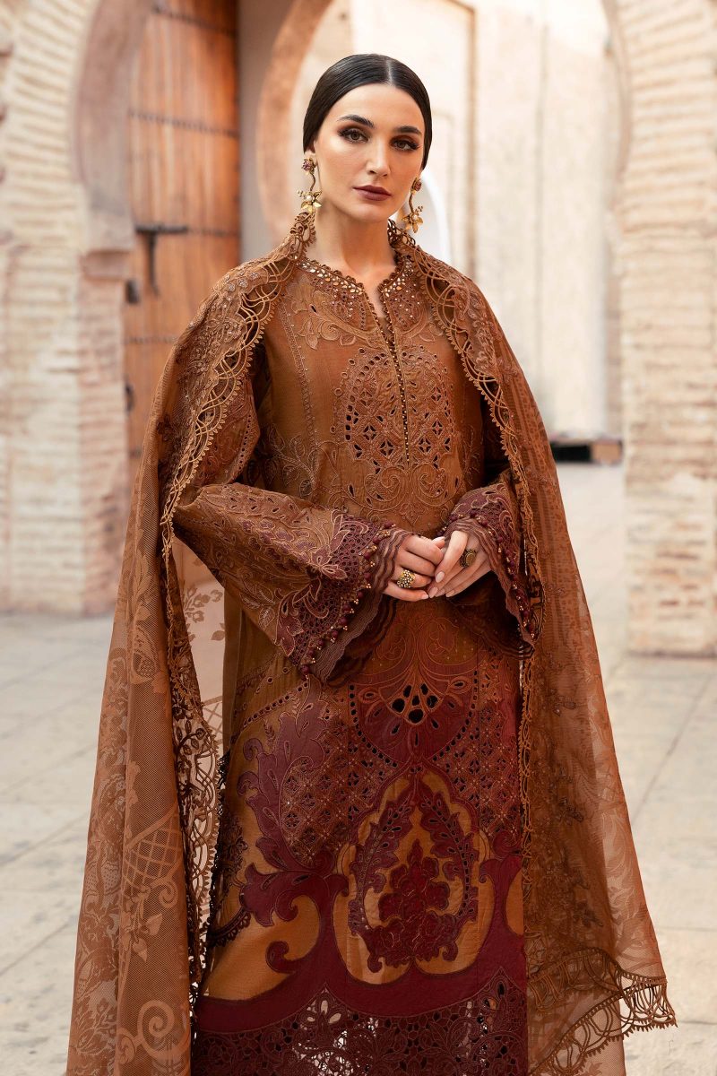 Embroidered Paper Cotton Suit | D-2501-B | MARIA B