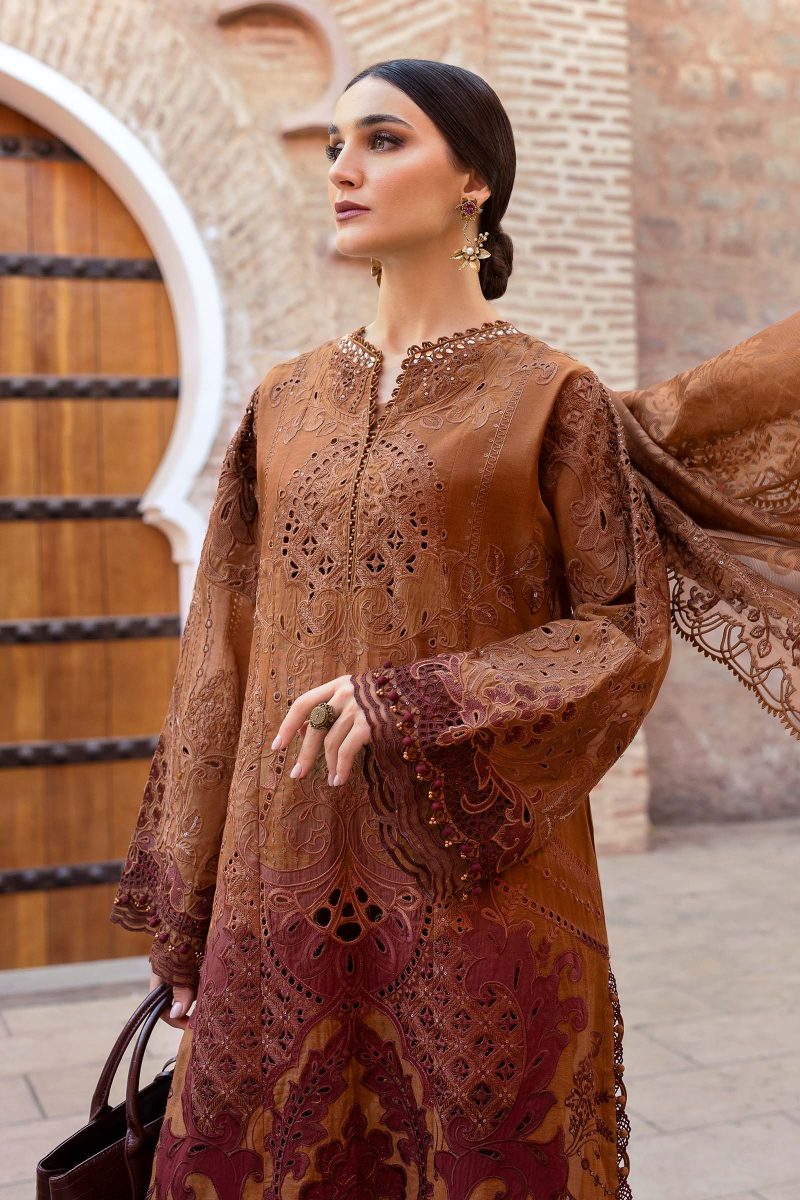 Embroidered Paper Cotton Suit | D-2501-B | MARIA B