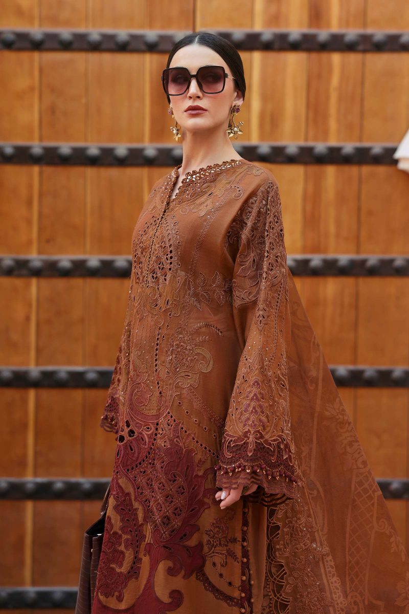 Embroidered Paper Cotton Suit | D-2501-B | MARIA B