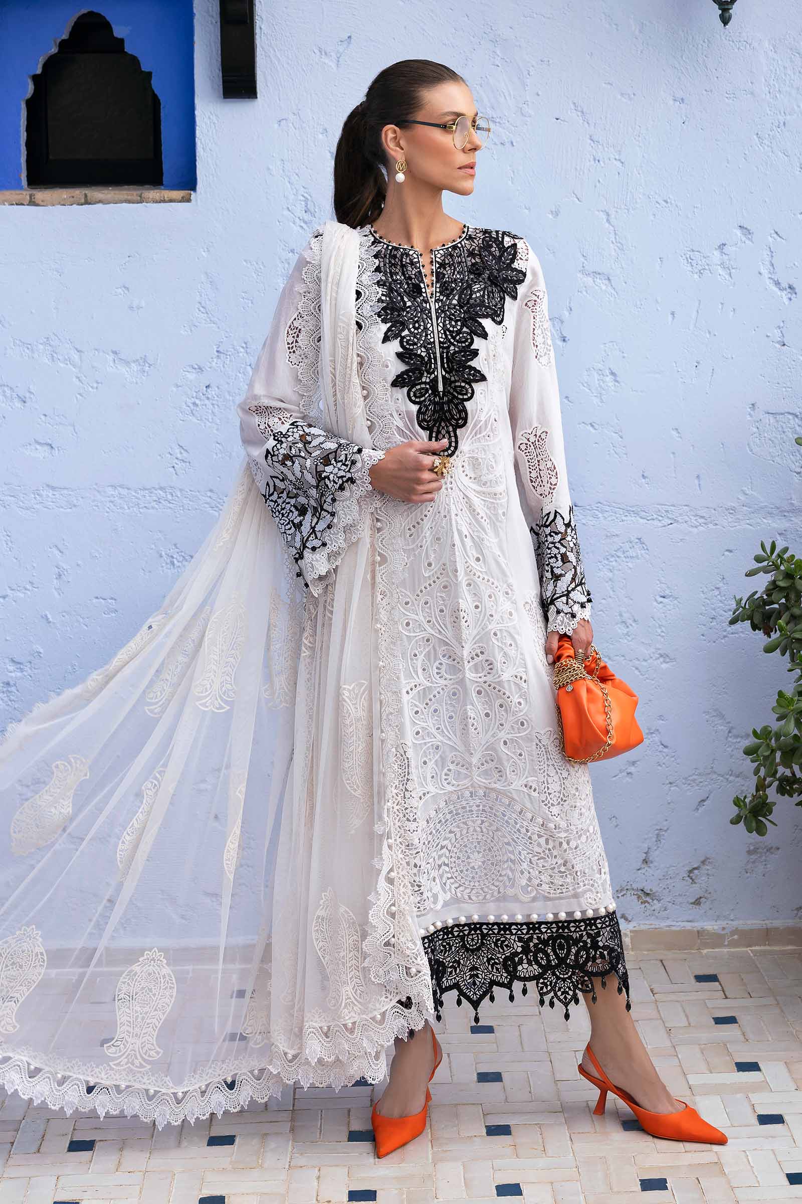 Embroidered Paper Cotton Suit | D-2505-A | MARIA B