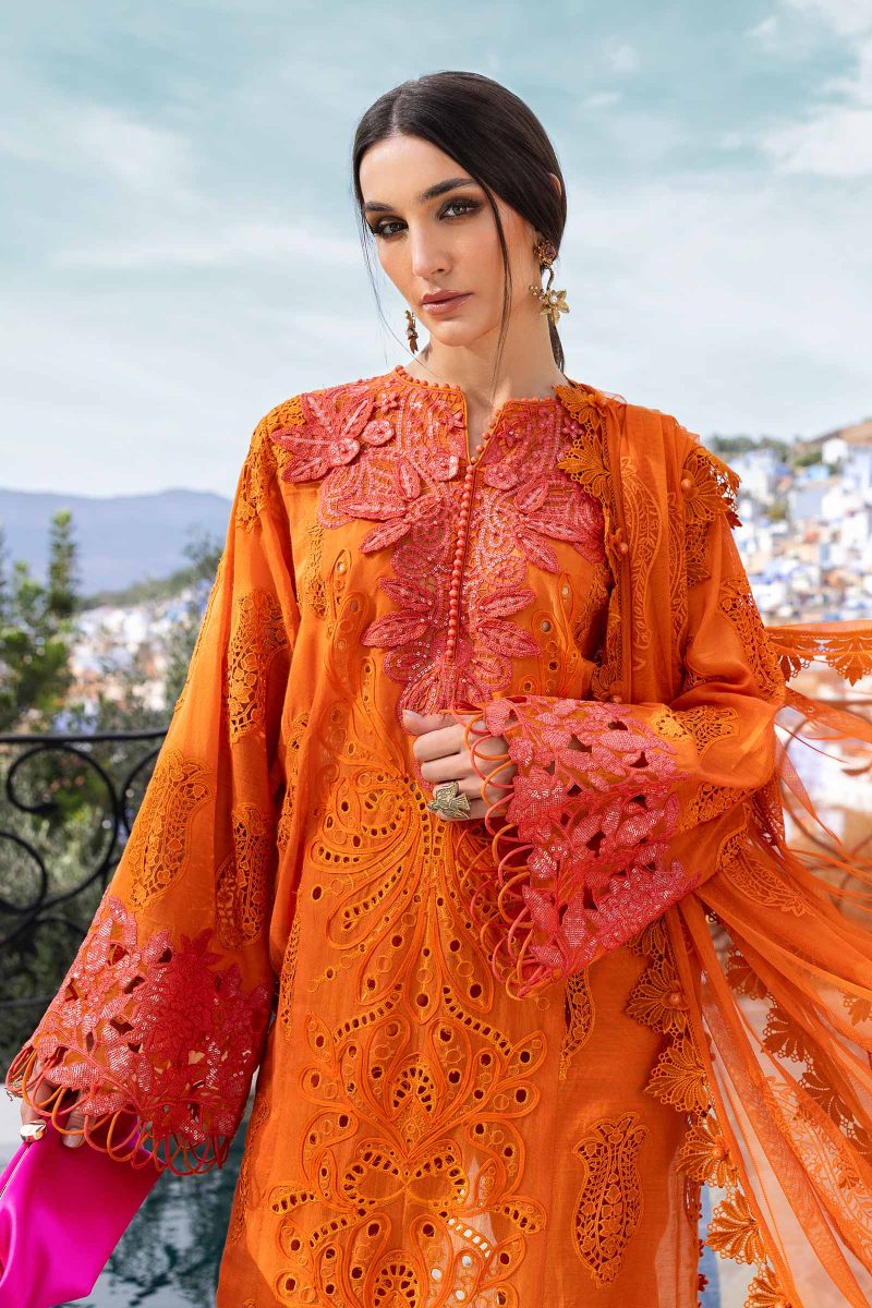 Embroidered Paper Cotton Suit | D-2505-B | MARIA B