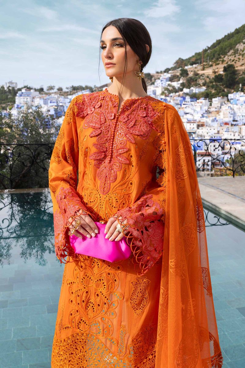 Embroidered Paper Cotton Suit | D-2505-B | MARIA B