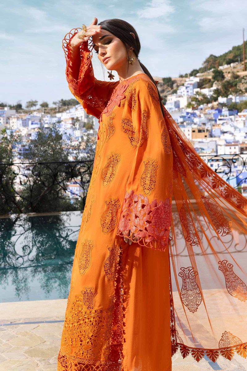 Embroidered Paper Cotton Suit | D-2505-B | MARIA B