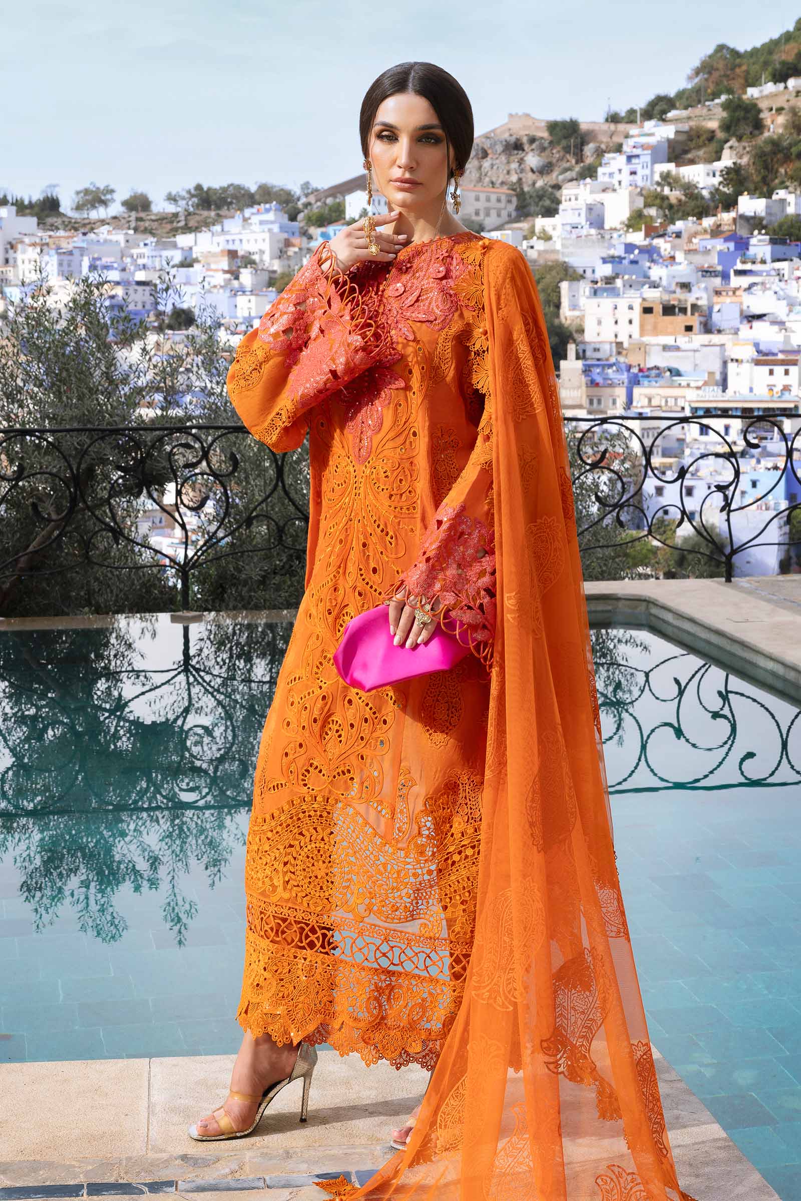 Embroidered Paper Cotton Suit | D-2505-B | MARIA B