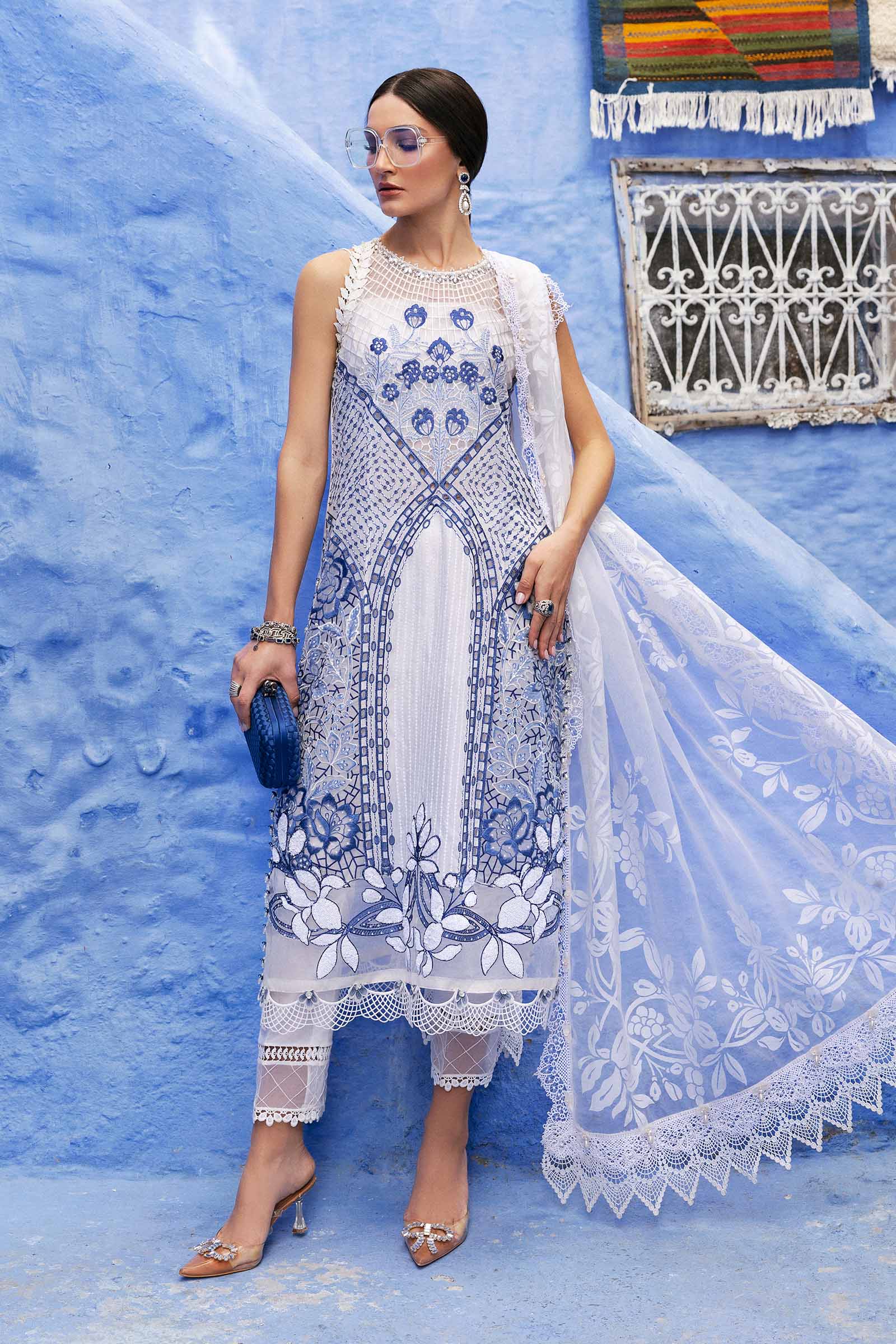 Embroidered Paper Cotton Suit | D-2510-A | MARIA B