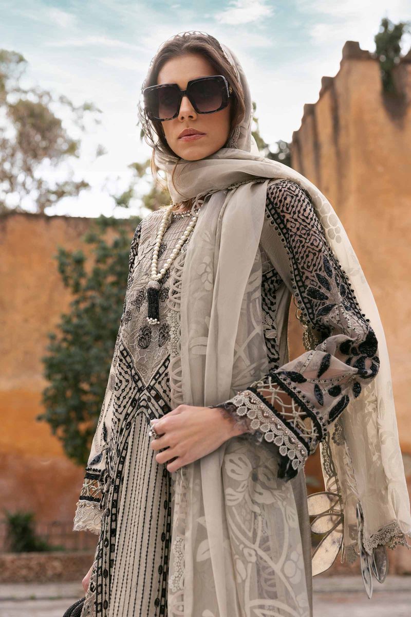 Embroidered Paper Cotton Suit | D-2510-B | MARIA B