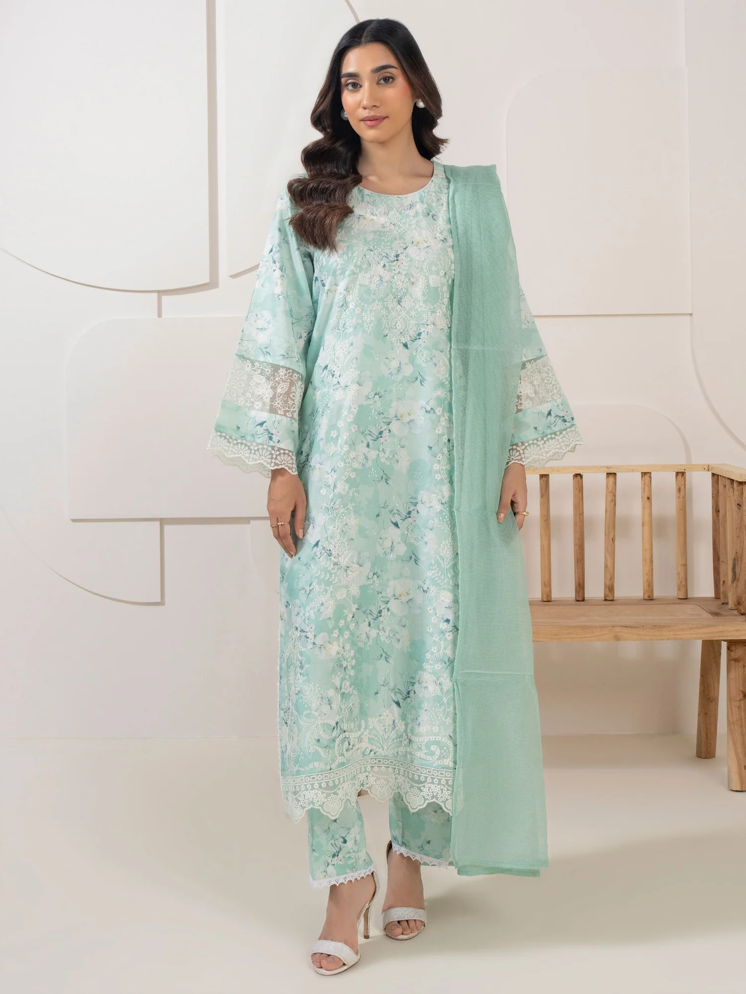 3 Piece Satin Embroidered | A1064SU-XSL-299 | Limelight