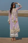 Cotton Chikan Lavender 3D embroidered | F-164 | Khudabaksh