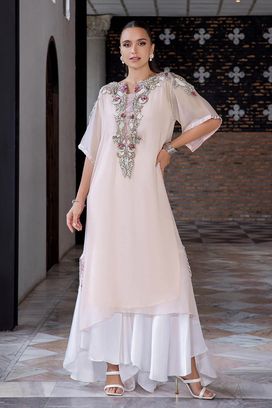 Crinkle Chiffon Hand Embroidered | P-270 | KhudaBaksh