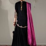 Black Magenta Crinkle Chiffon | P-306 | khudabaksh
