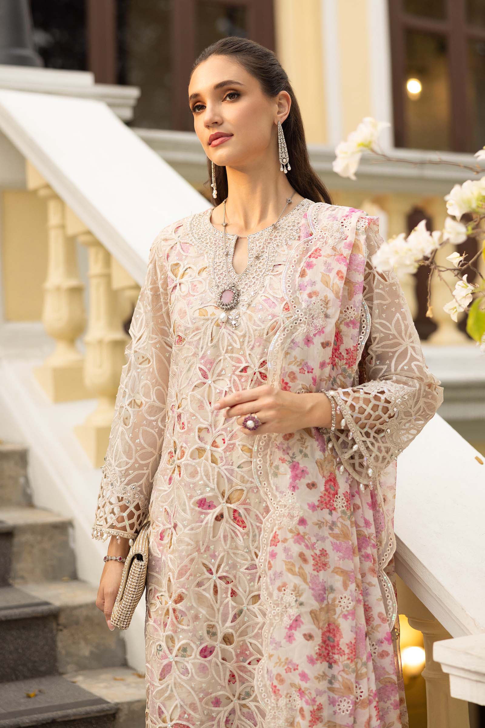 3 Piece Embroidered Organza Suit