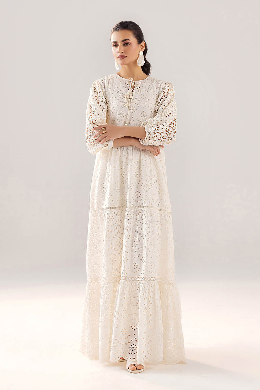 Cotton Chikan Frock | F-190 | khudabaksh