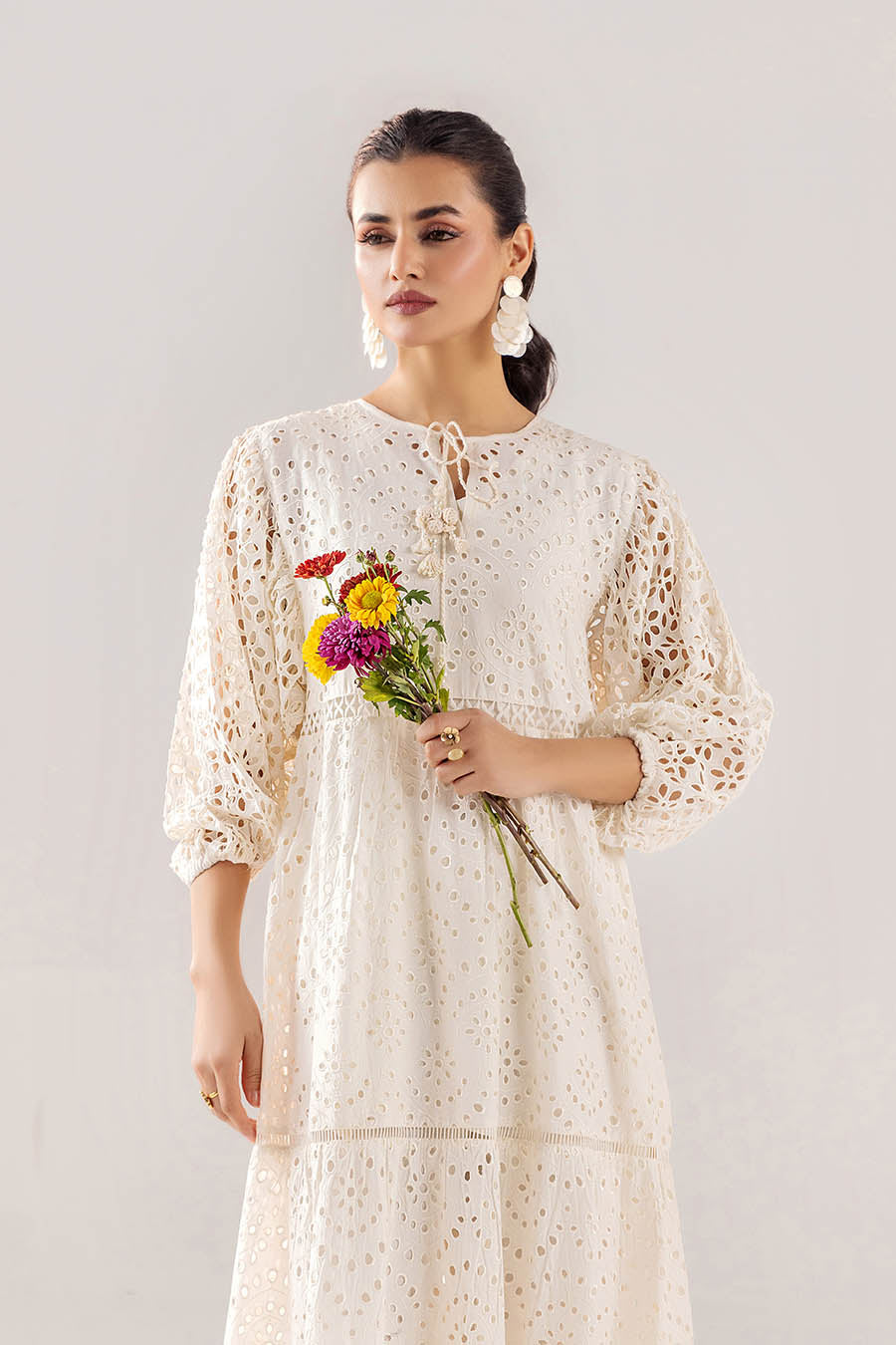Cotton Chikan Frock | F-190 | khudabaksh