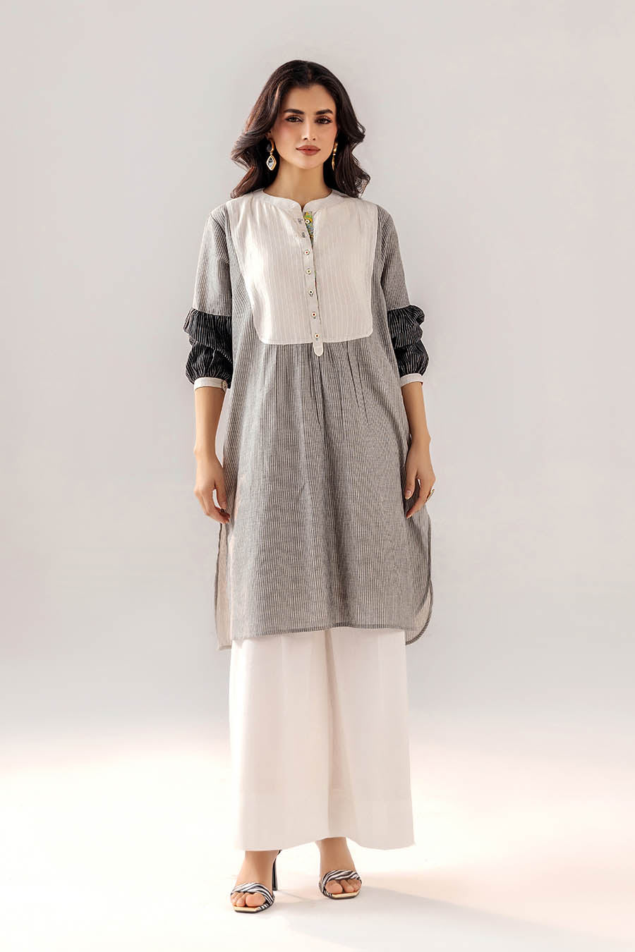 Grey-White Dyed Pure Cotton | F-191 | Khudabaksh