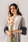 Grey-White Dyed Pure Cotton | F-191 | Khudabaksh