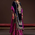 Black Magenta Velvet Embroidered | P-292 | Khudabaksh