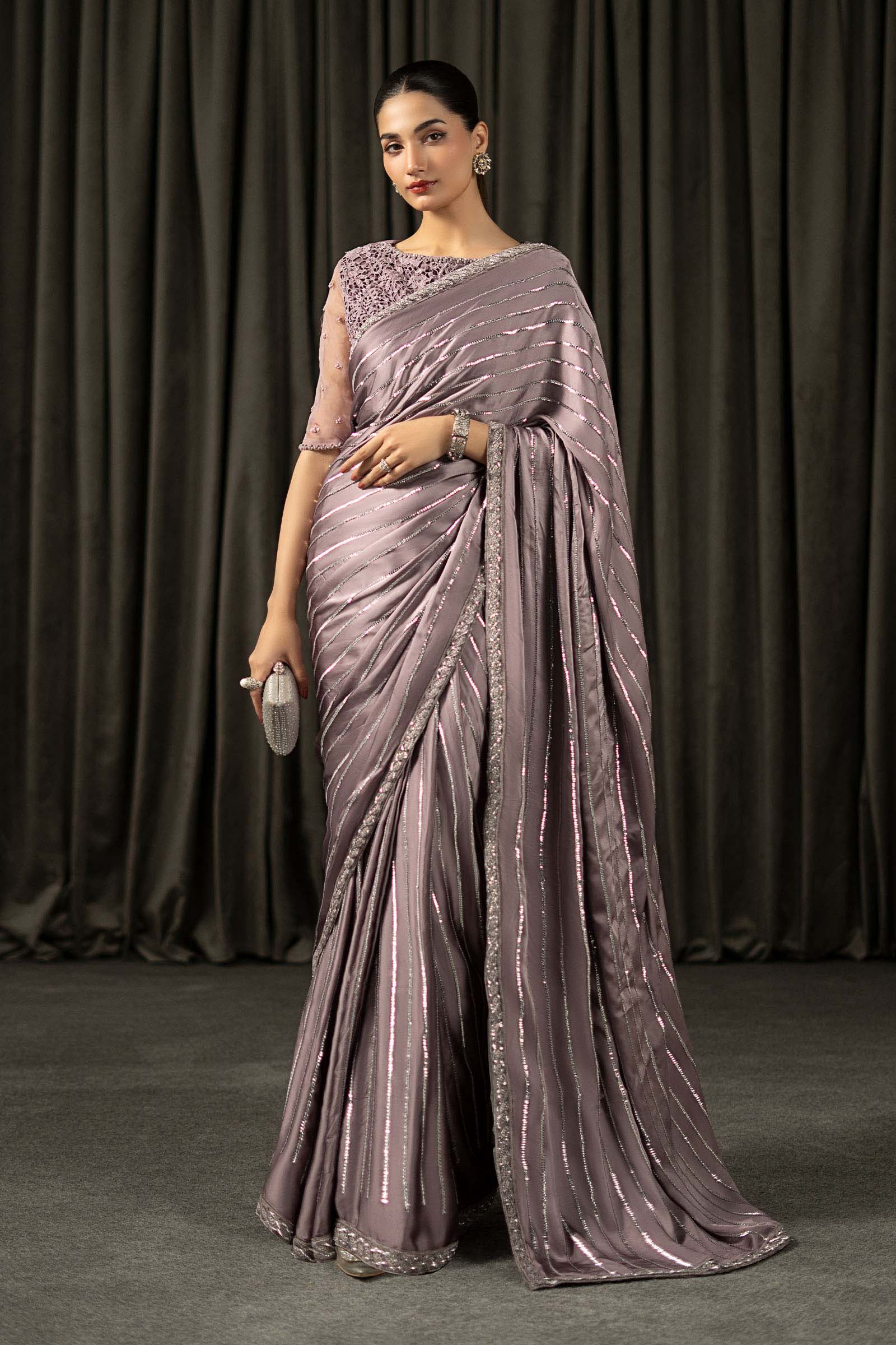 Embroidered Charmeuse Silk Saree