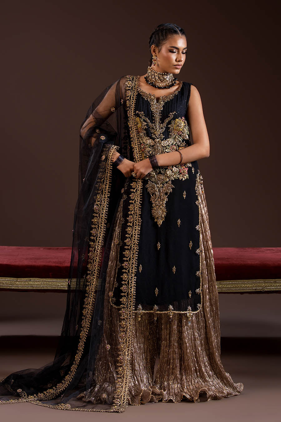 Black Crinkle Chiffon | P-280 | Khudabaksh