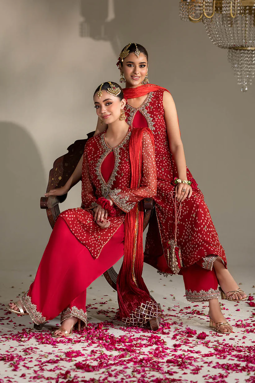 Red Chiffon Chunnari | P-285 | Khudabaksh