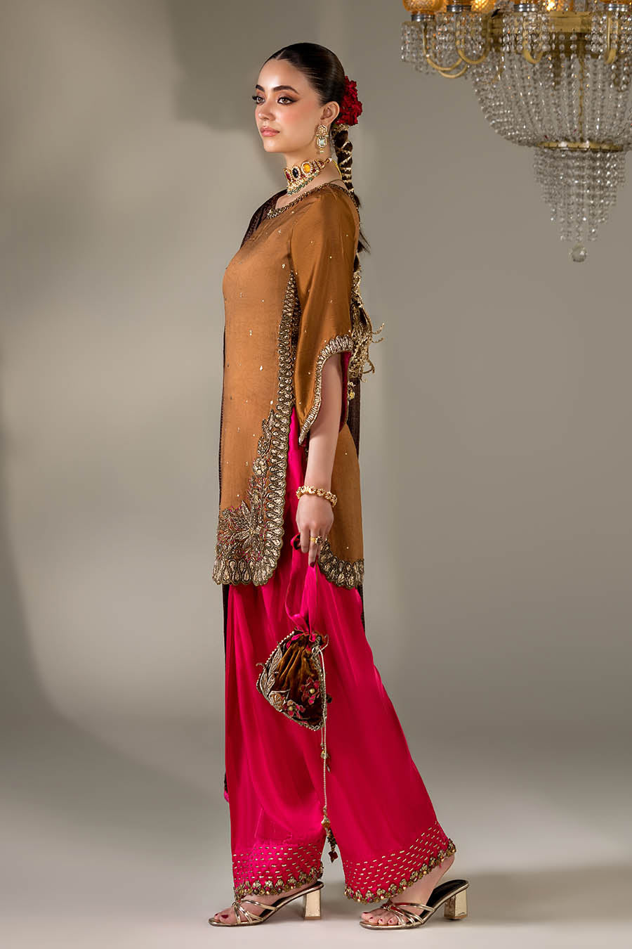 Mustard - Red Gloss silk | P-295 | Khudabaksh