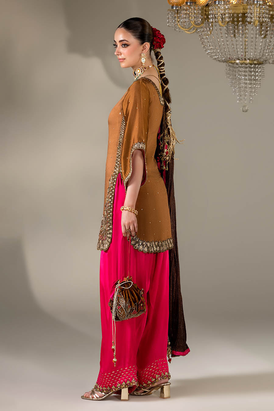 Mustard - Red Gloss silk | P-295 | Khudabaksh