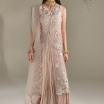 Pastle Pink Organza 3d thread Work | P-298 | Khudabaksh