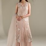 Pastle Pink Organza 3d thread Work | P-298 | Khudabaksh