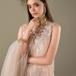 Pastle Pink Organza 3d thread Work | P-298 | Khudabaksh