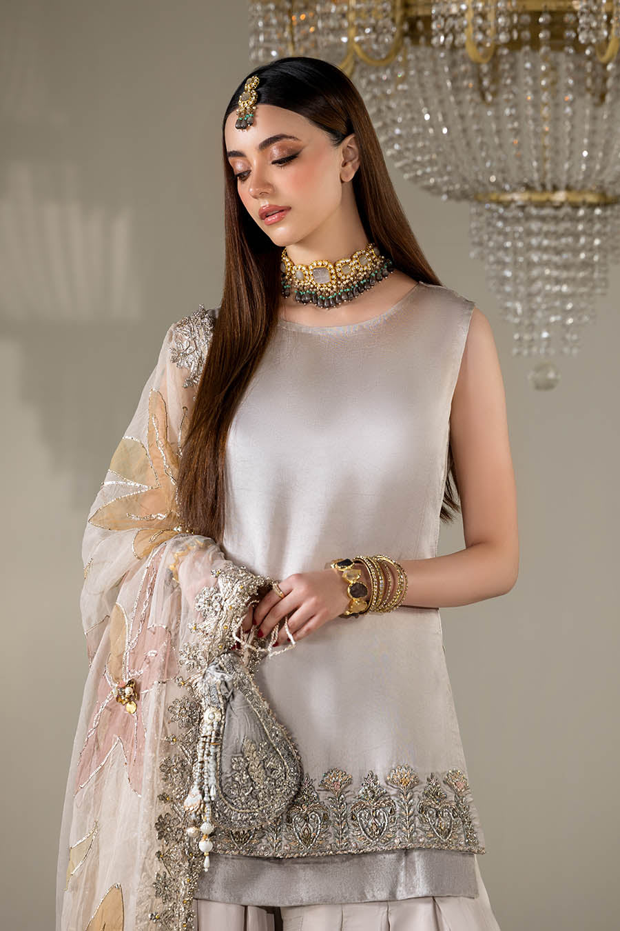 Silver Grey Gloss Silk | P-299 | Khudabaksh