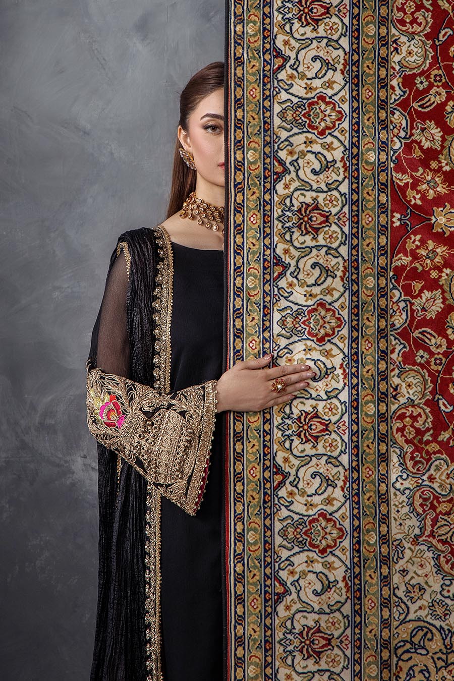 Black Crinkle Chiffon | P-300 | Khudabaksh