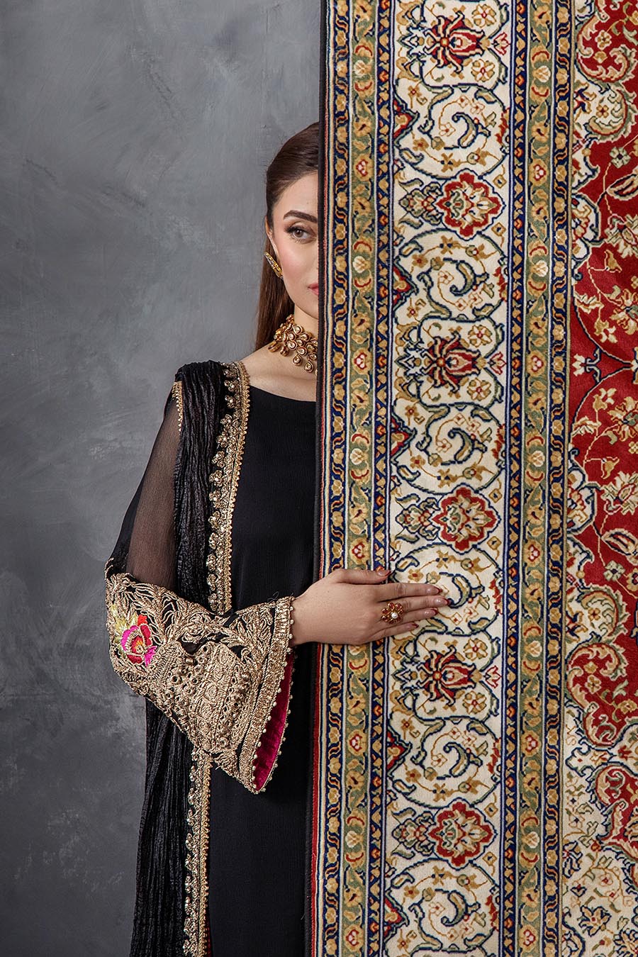 Black Crinkle Chiffon | P-300 | Khudabaksh