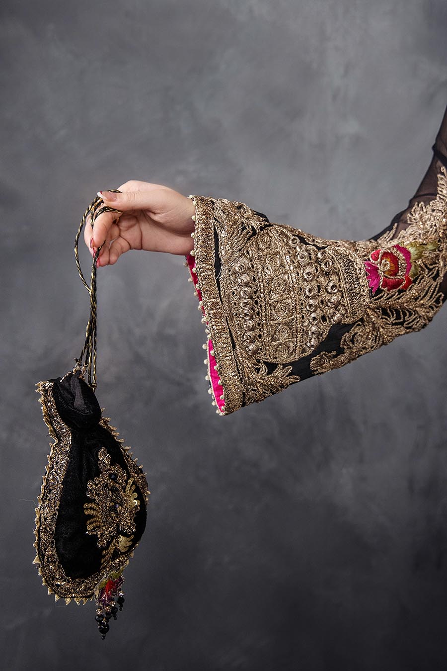 Black Crinkle Chiffon | P-300 | Khudabaksh