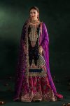 Black Magenta Crinkle Chiffon | P-306 | khudabaksh