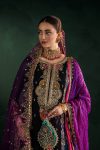 Black Magenta Crinkle Chiffon | P-306 | khudabaksh