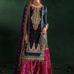 Black Magenta Crinkle Chiffon | P-306 | khudabaksh