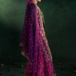 Black Magenta Crinkle Chiffon | P-306 | khudabaksh