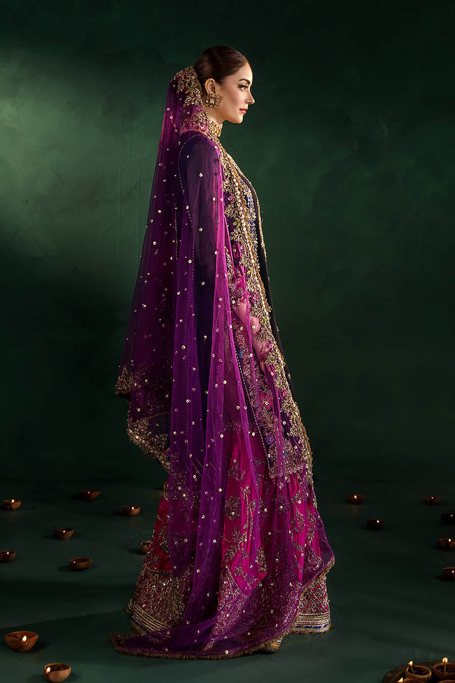 Black Magenta Crinkle Chiffon | P-306 | khudabaksh