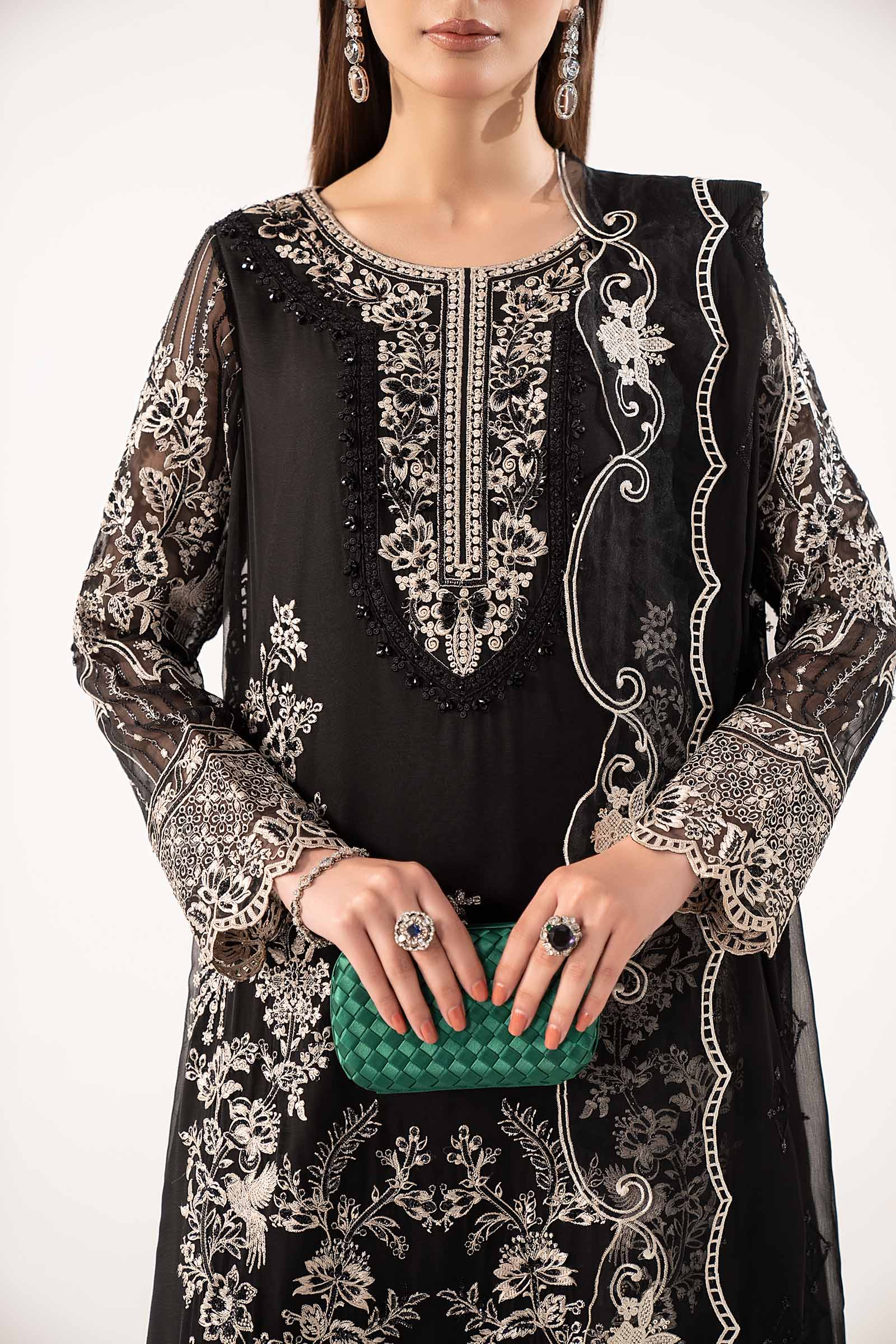 3 Piece Embroidered Chiffon Suit