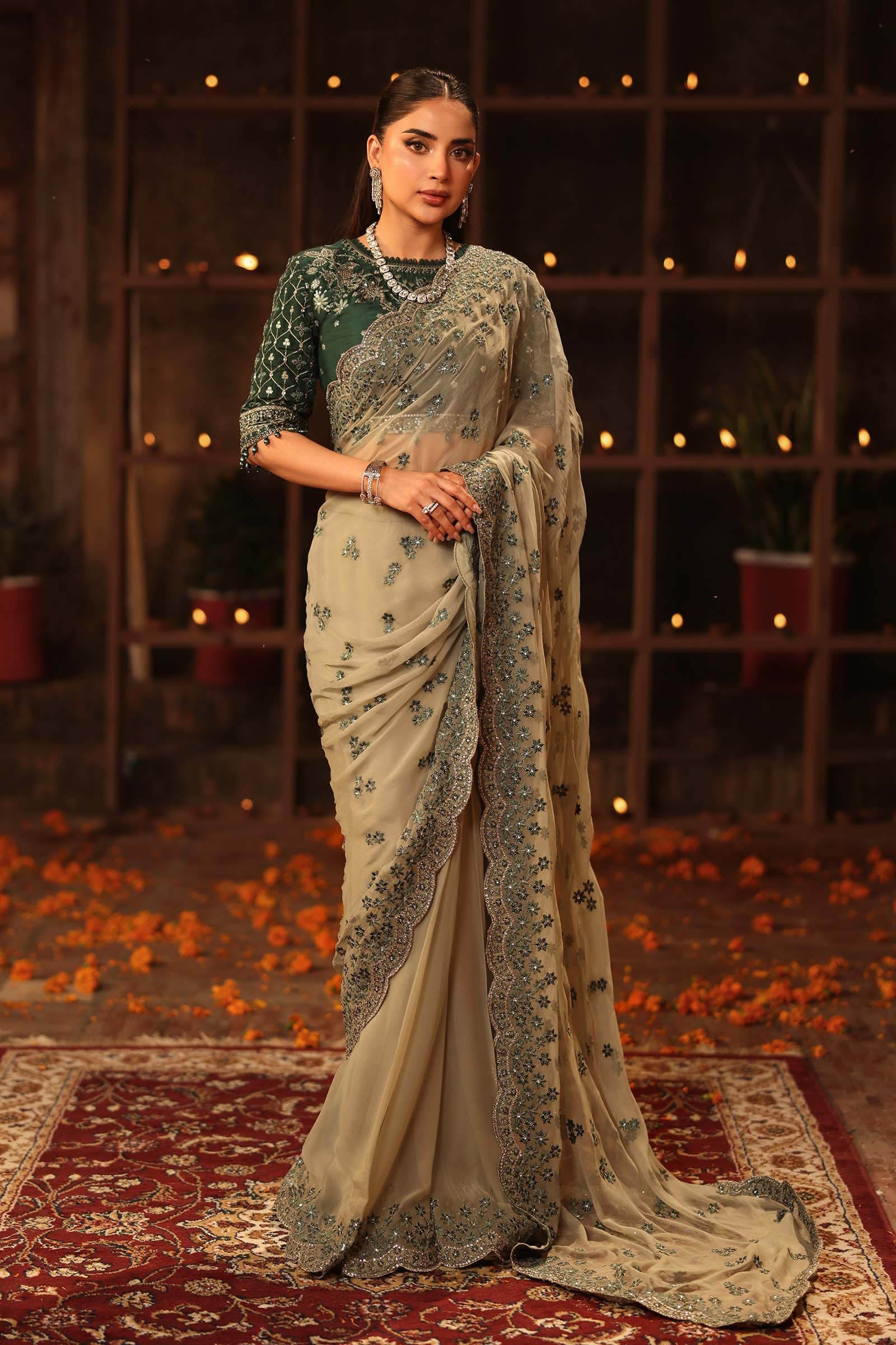 Embroidered Chiffon Saree