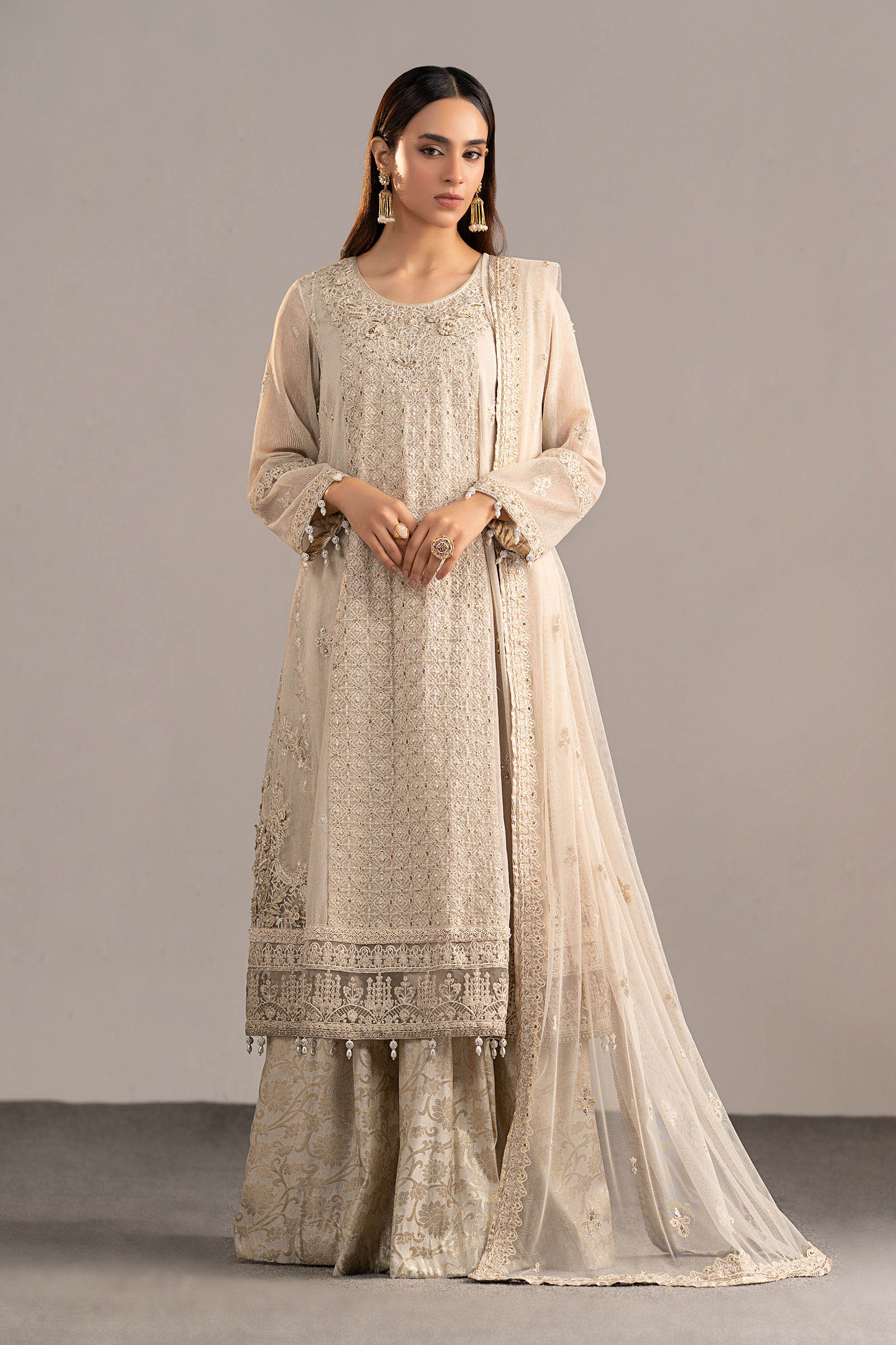 3 Piece Embroidered Cotton Net Suit