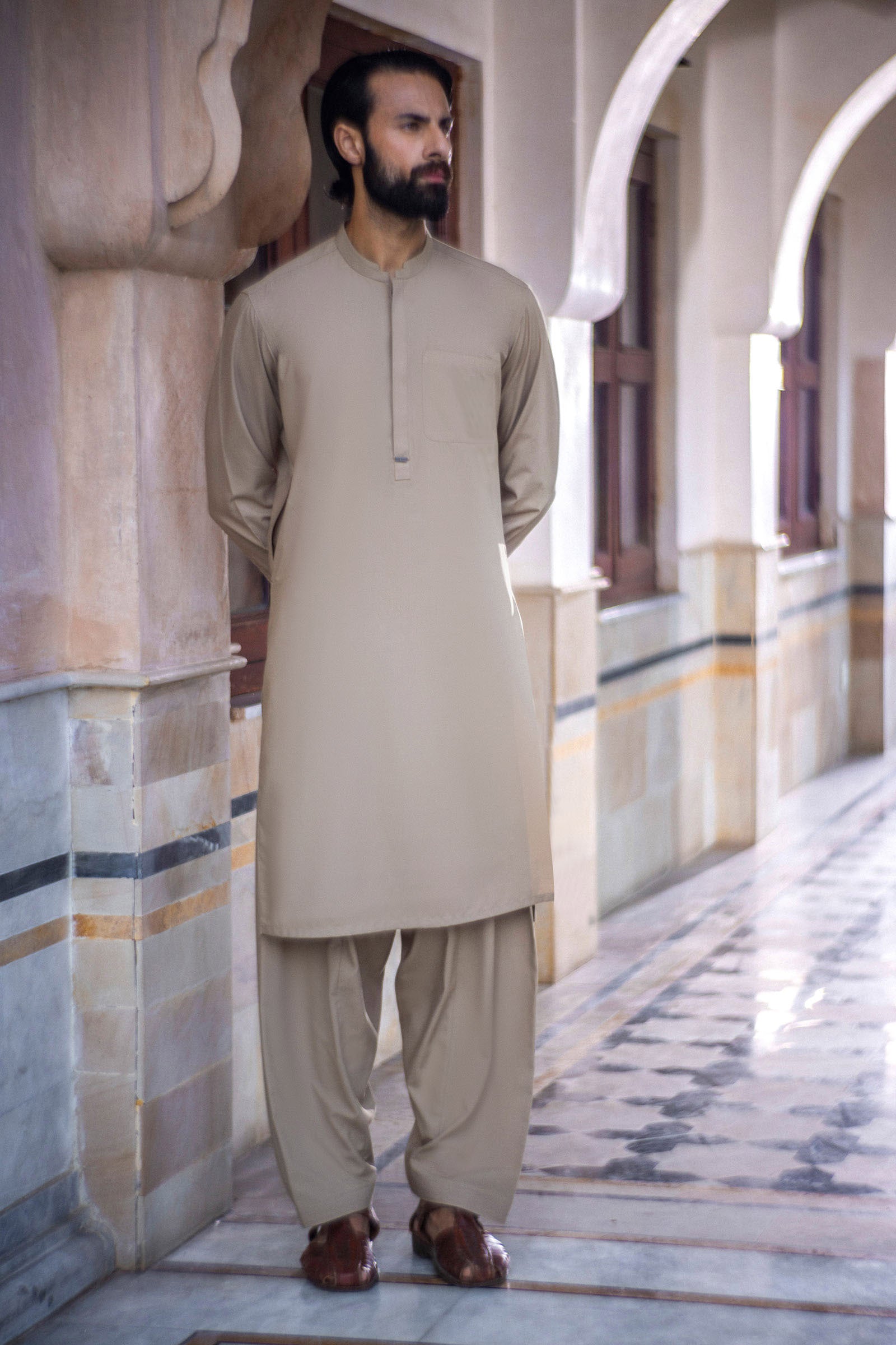 Kameez Shalwar Blended | 2PW25-09-Beige | Maria B