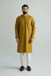 Embroidered Cotton Kurta | MBM-KR25-06-Mustard | Maria B
