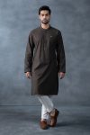 Nova Yarn Dyed Khaddar Kurta | KRW25-27-Umber Brown | Maria B